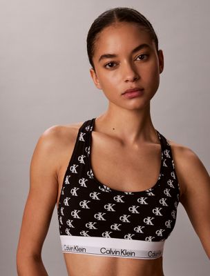 black ungepolsterter bralette - icon cotton modal für damen - calvin klein