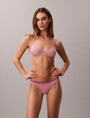 purple unlined demi bra - perfectly fit ultralight for women calvin klein
