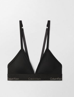 black w/ gold logo lightly lined triangle bra - lunar new year for women calvin klein