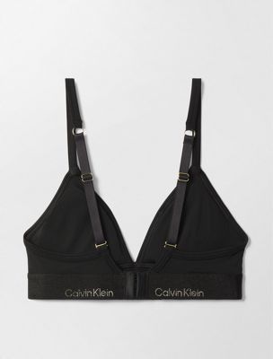 black w/ gold logo lightly lined triangle bra - lunar new year for women calvin klein