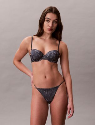 grey string thong - signature satin for women calvin klein