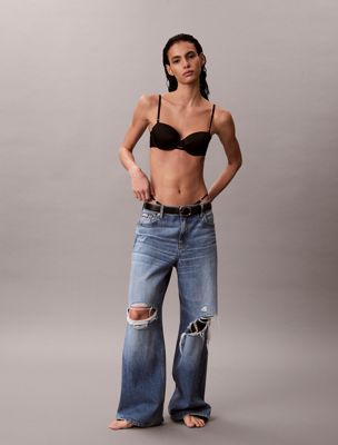 string tanga - signature satin black pour femmes calvin klein