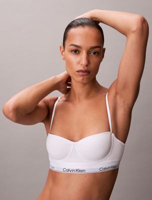 white longline balconette bra - icon cotton modal for women calvin klein