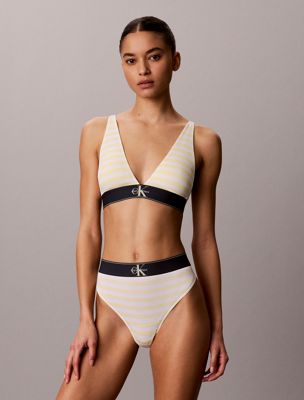 multi triangle bralette - graphic monogram microfibre stretch for women calvin klein