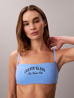 blue bandeau bralette - heritage classic cotton for women calvin klein
