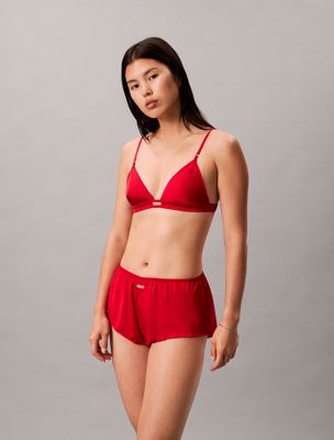 red unlined satin triangle bra - lunar new year for women calvin klein