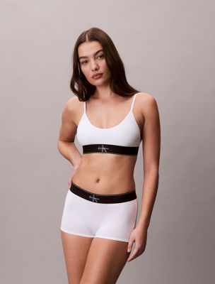 white unlined bralette - graphic monogram microfibre stretch for women calvin klein