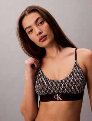 multi unlined bralette - graphic monogram microfibre stretch for women calvin klein