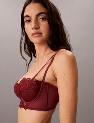 purple lightly lined balconette - ck black lace floral for women calvin klein
