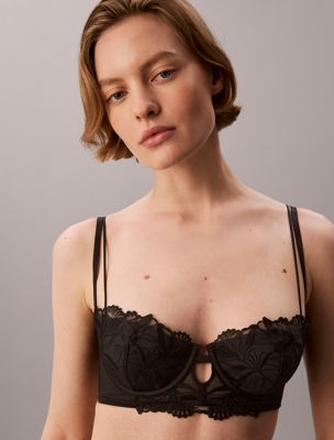 black lightly lined balconette - ck black lace floral for women calvin klein