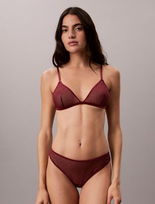 purple unlined triangle bra - minimalist emblem mesh for women calvin klein