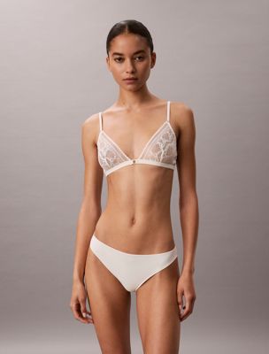 soutien-gorge triangle non doublé - eternal stretch lace beige pour femmes calvin klein