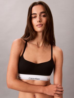 black lightly lined bralette - icon cotton modal for women calvin klein
