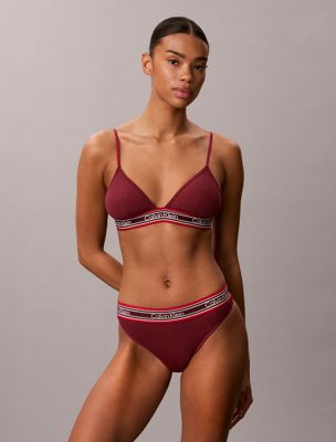purple thong - icon cotton modal stripe rib for women calvin klein