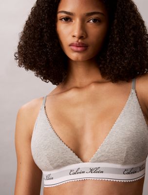 grey triangle bra - icon cotton modal for women calvin klein