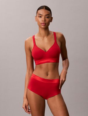 red boy shorts - icon cotton modal metallic for women calvin klein