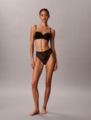 black high leg thong - icon lace for women calvin klein