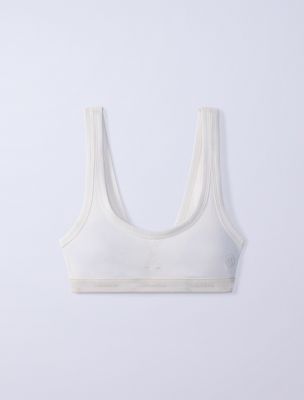 white jung kook for calvin klein lightly lined bralette - heritage cotton for women calvin klein