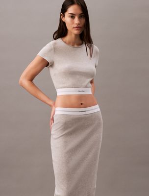 grey heather lounge skirt - cotton stretch rib for women calvin klein