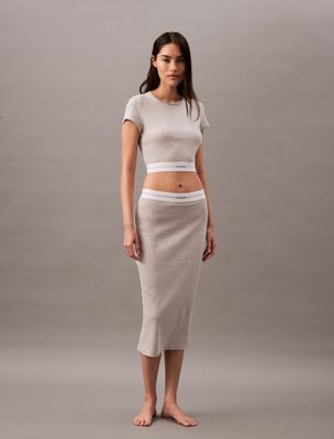 grey heather lounge skirt - cotton stretch rib for women calvin klein