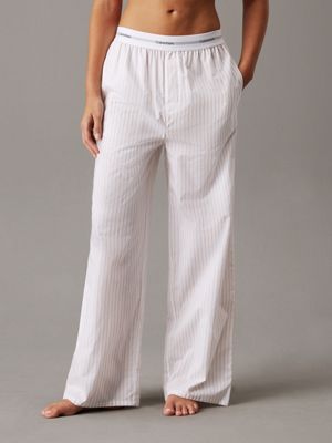 white cotton poplin pyjama pants for women calvin klein