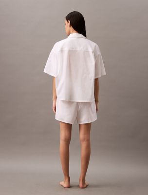 classic white cotton poplin pyjama shorts for women calvin klein