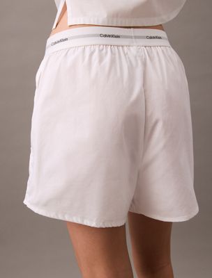 classic white cotton poplin pyjama shorts for women calvin klein