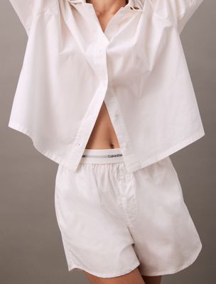 classic white cotton poplin pyjama shorts for women calvin klein