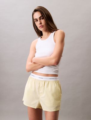 green cotton poplin pyjama shorts for women calvin klein