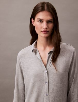 grey heather pyjama top - ultra soft modal for women calvin klein