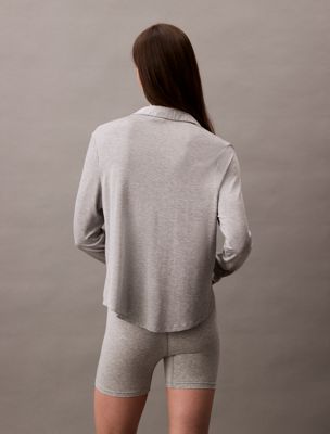 grey heather pyjama top - ultra soft modal for women calvin klein