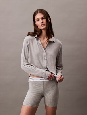 grey heather pyjama top - ultra soft modal for women calvin klein