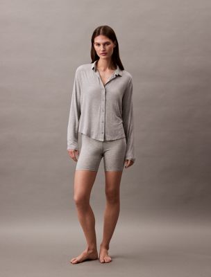 grey heather pyjama top - ultra soft modal for women calvin klein