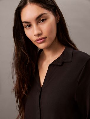 black pyjama top - ultra soft modal for women calvin klein