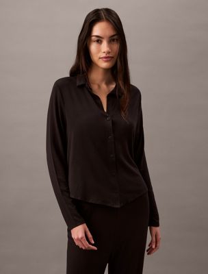 black pyjama top - ultra soft modal for women calvin klein