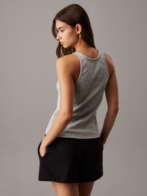 grey heather slim ribbed lounge tank top for women calvin klein