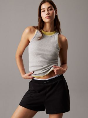 grey slim ribbed lounge tank top for women calvin klein