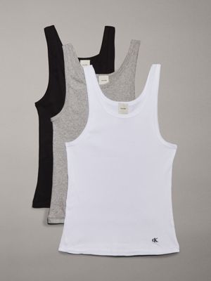 multi 3 pack tank tops - 100% cotton for women calvin klein