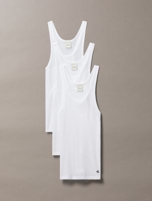 white 3 pack tank tops - 100% cotton for women calvin klein