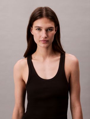 black/black/black 3 pack tank tops - 100% cotton for women calvin klein