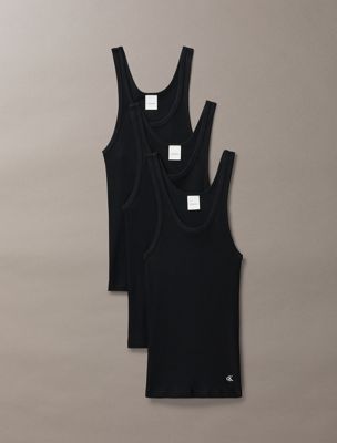 black 3 pack tank tops - 100% cotton for women calvin klein