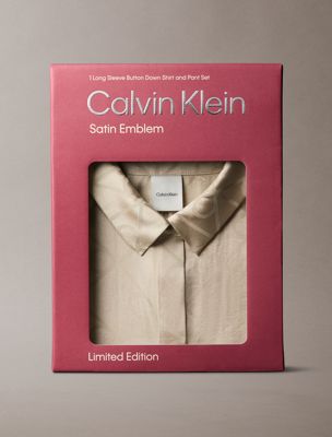 19519 giga satin shine emblem+aloe satin jacquard pyjama set for women calvin klein