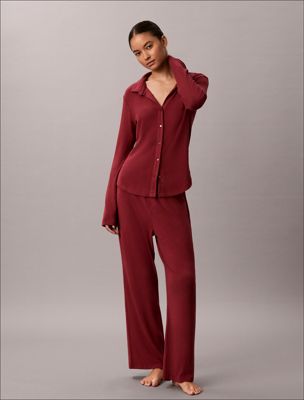 purple soft brushed jersey pyjama set for women calvin klein