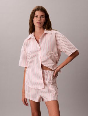 multi cotton poplin pyjama shorts for women calvin klein