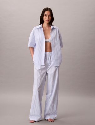 multi cotton poplin pyjama pants for women calvin klein