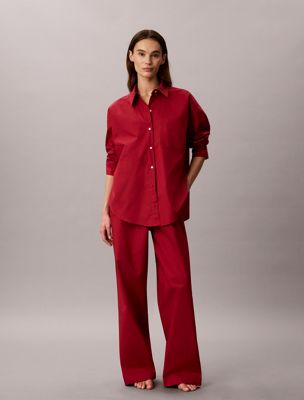 pink pyjama pants - icon cotton poplin for women calvin klein