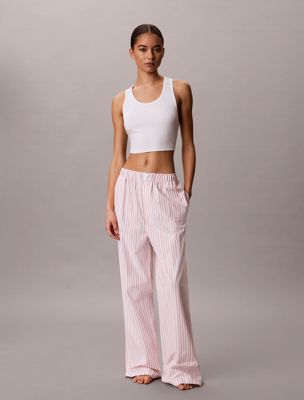 multi cotton poplin pyjama pants for women calvin klein
