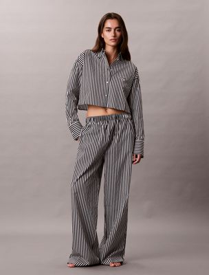 haut de pyjama court - cotton poplin multi pour femmes calvin klein