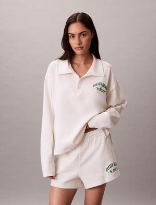 white pyjamashort met logo cotton heritage voor dames - calvin klein