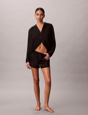 black pyjama shorts - saten sheen for women calvin klein